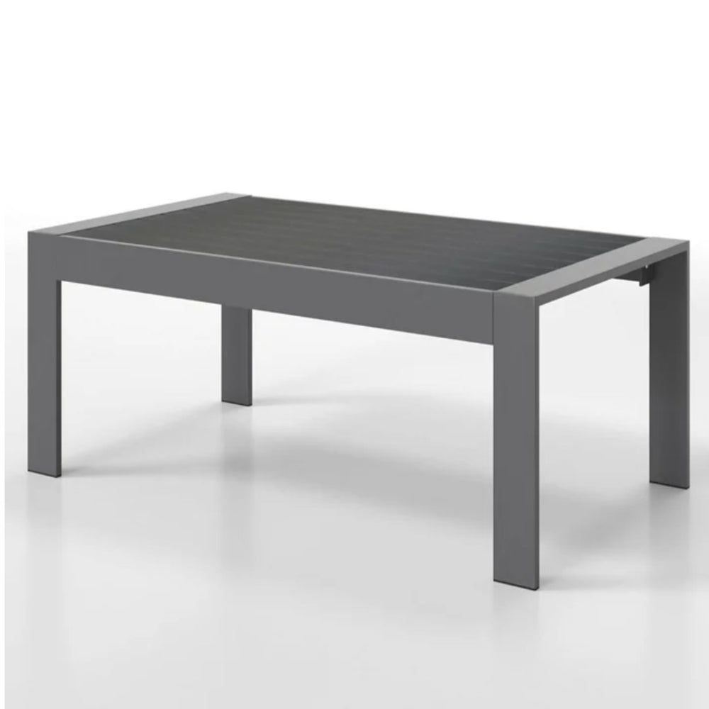 English Elm 43" Outdoor Aluminum Coffee Table with Slatted Wpc Top for Patio Deck Poolside Gray B082P454981