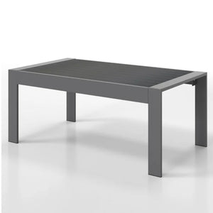 English Elm 43" Outdoor Aluminum Coffee Table with Slatted Wpc Top for Patio Deck Poolside Gray B082P454981