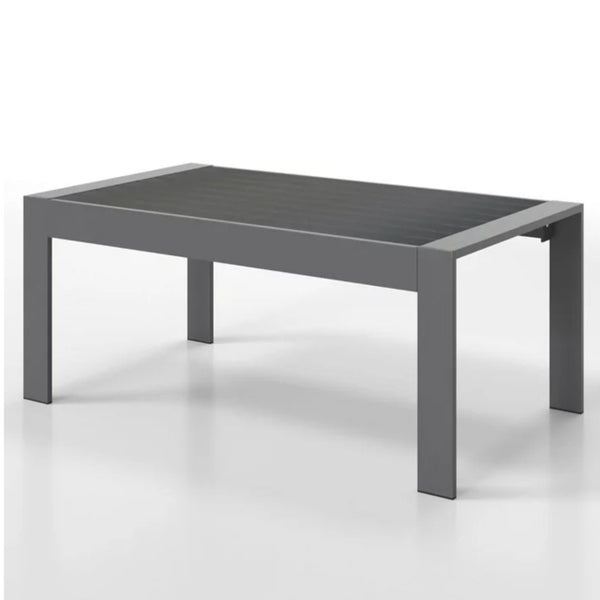 English Elm 43" Outdoor Aluminum Coffee Table with Slatted Wpc Top for Patio Deck Poolside Gray B082P454981