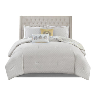 English Elm 8 Piece Reversible Cotton Comforter Set - Floral & Medallion Print, Cal King, Oeko-Tex Certified B03597285