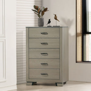 English Elm Modern Weathered Finish Six-Drawer Dresser 58"W x16"D x33"H Poplar Construction Smooth Glides Gray 34 L x 18 W x 48 H B2741P405642