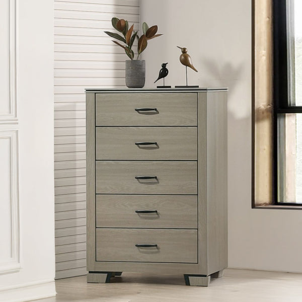 English Elm Modern Weathered Finish Six-Drawer Dresser 58"W x16"D x33"H Poplar Construction Smooth Glides Gray 34 L x 18 W x 48 H B2741P405642