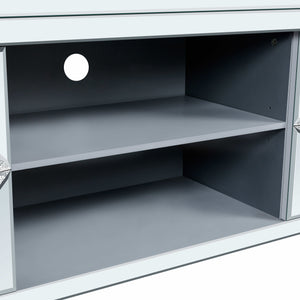 English Elm 47 Inch Mirror Tv Media Console - Stylish Dual Door Design With Elegant Diamond Glass, Ideal For 50-Inch Tvs W1445P299046