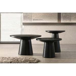 English Elm 20 Sculptural Round Console Table with Beveled Top and Sturdy Pedestal Base for Modern Spaces Black 13.5 L x 13.5 W x 22 H B011S01869