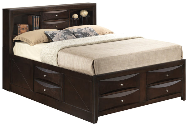 English Elm Marilla Modern Full Storage Bed with Dovetailed Drawers, Real Wood Veneer, Molded Beveled Fronts Cappuccino 19 L x 19 W x 30 H B078S00195