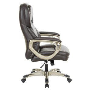 OSP Home Furnishings Exec Bonded Leather Office Chair with Lumbar Support Padded Arms and Ergonomic Tilt Espresso ECH67701-EC1