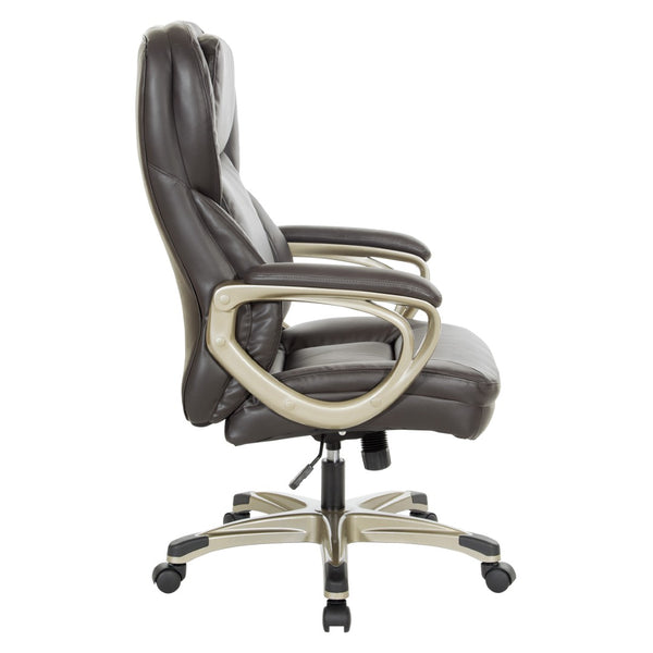 OSP Home Furnishings Exec Bonded Leather Office Chair with Lumbar Support Padded Arms and Ergonomic Tilt Espresso ECH67701-EC1