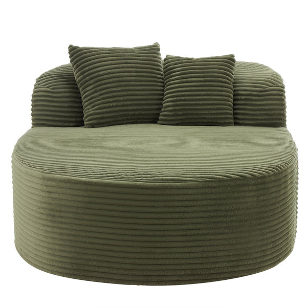 English Elm Modern Chaise Lounge Sofa oversized corduroy chaise with high-density foam, spring support & pillows Green N719P329129F