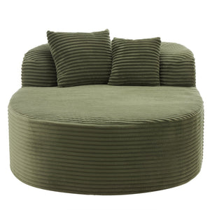 English Elm Swivel Barrel Accent Chair Chenille Tufted Round Club Seat for Living Room Lounge Green N719S002370F