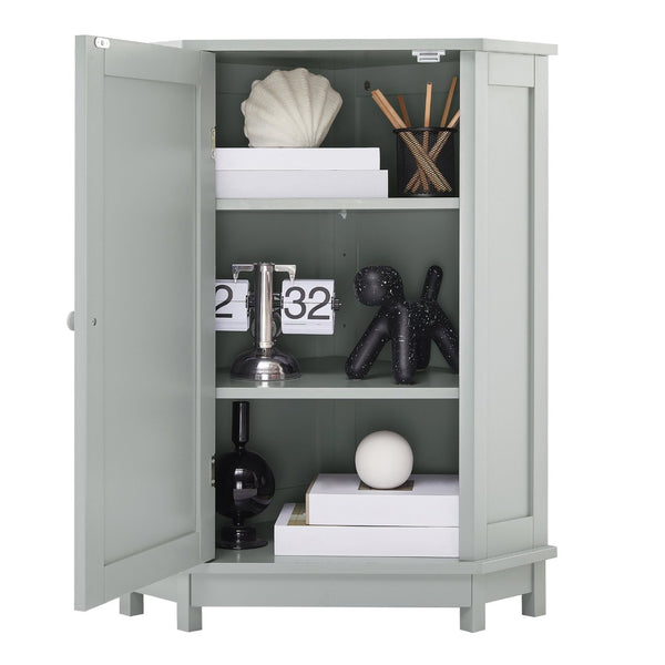 English Elm Grey Triangle Corner Cabinet Mdf Modern Bathroom Storage with Adjustable Shelves Gray N725P333564E