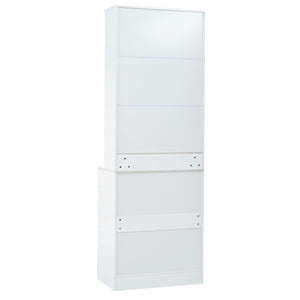 English Elm Modern Tall Kitchen Pantry Set of Two with Faux Marble Top and Glass Holders White SP000175AAK