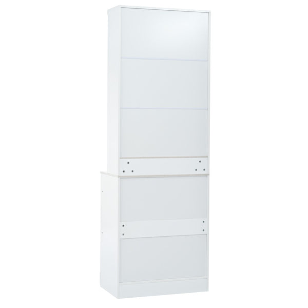 English Elm Modern Tall Kitchen Pantry Set of Two with Faux Marble Top and Glass Holders White SP000175AAK