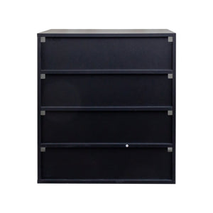 English Elm Shoe Display Case with RGB LED Remote, Tempered Glass Stackable Organizer for Sneakers Showcase Black W331P242617