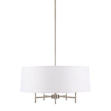 Hampton Hill Presidio Transitional 5-Light Dimmable Chandelier with Drum-shaped Fabric Shade & Adjustable Height MPS150-0107 Silver/White