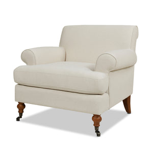 English Elm Jennifer Taylor Home - Alana 38" Lawson Accent Arm Chair With Metal Casters - Elegant Light Beige Linen Upholstery B2719P238305