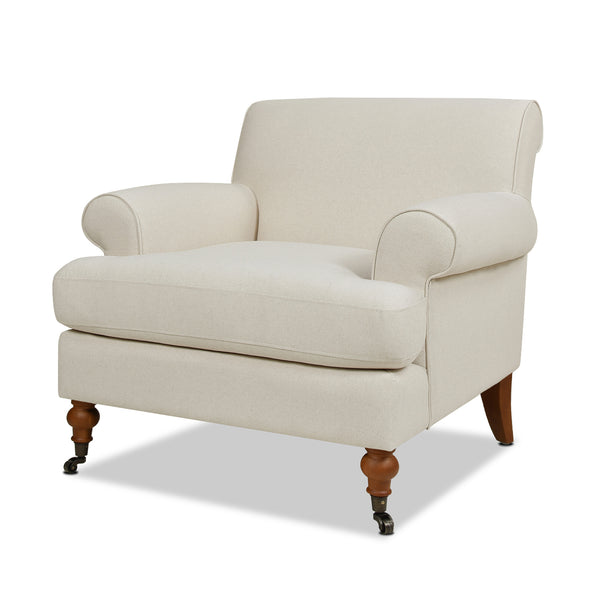 English Elm Jennifer Taylor Home - Alana 38" Lawson Accent Arm Chair With Metal Casters - Elegant Light Beige Linen Upholstery B2719P238305