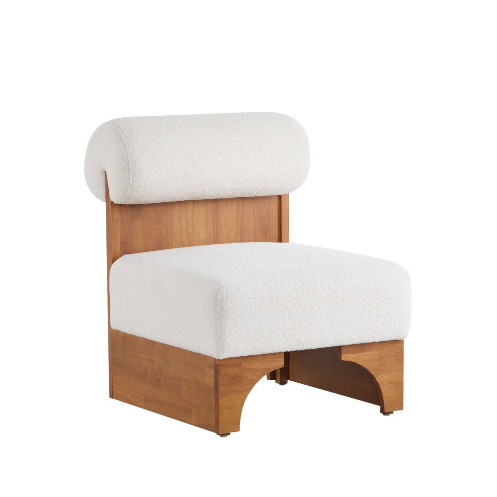 English Elm Christopher Knight Home® - [Set of 2] Boucle Lounge Chair with Rolled Backrest, Solid Wood Frame, Plush Durable Upholstery for Modern Spaces Beige+Natural N767P256409B_2