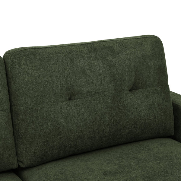 English Elm 67.7" Mid-Century Modern Tufted Upholstered Loveseat Sofa With Splayed Solid Wood Legs, Chic Seating Green B343P339291