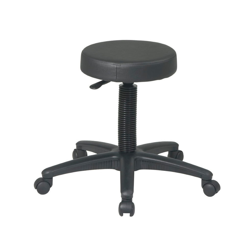 OSP Home Furnishings Backless Drafting Stool with Padded Vinyl Seat Chrome Base and Pneumatic Height Adjustment ST215