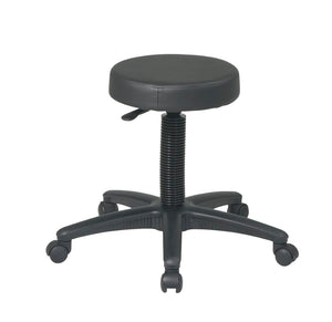 OSP Home Furnishings Backless Drafting Stool with Padded Vinyl Seat Chrome Base and Pneumatic Height Adjustment ST215