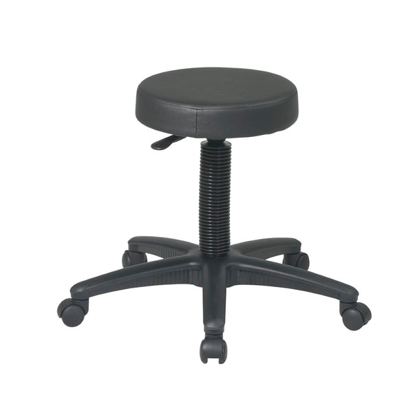 OSP Home Furnishings Backless Drafting Stool with Padded Vinyl Seat Chrome Base and Pneumatic Height Adjustment ST215