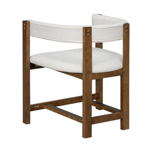 English Elm Dining Arm Chairs Set of 2 Barrel Back Rubberwood Frame with Cushioned Upholstery Beige N771P243844D