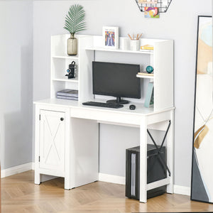 English Elm Homcom Farmhouse Computer Desk With Hutch & Cabinet – Stylish Storage For Home Office & Study Space W2225P217268