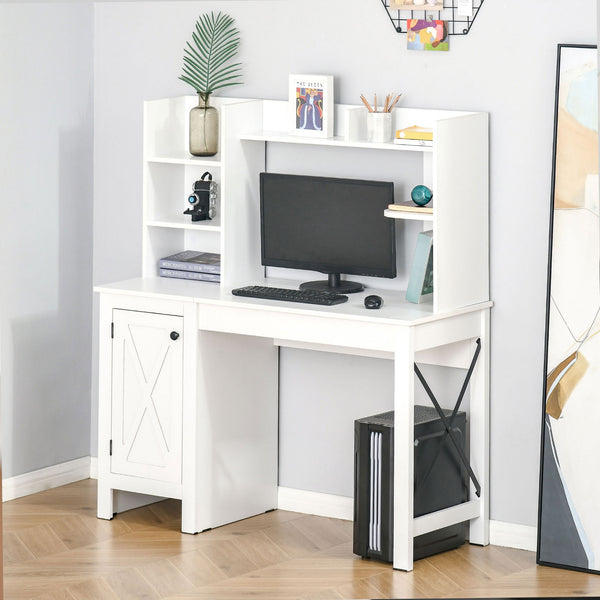 English Elm Homcom Farmhouse Computer Desk With Hutch & Cabinet – Stylish Storage For Home Office & Study Space W2225P217268