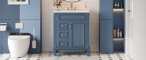 English Elm 24" French Inspired Bathroom Vanity with Ceramic Basin Soft Close Cabinet and 2 Drawers Blue N710P318990C