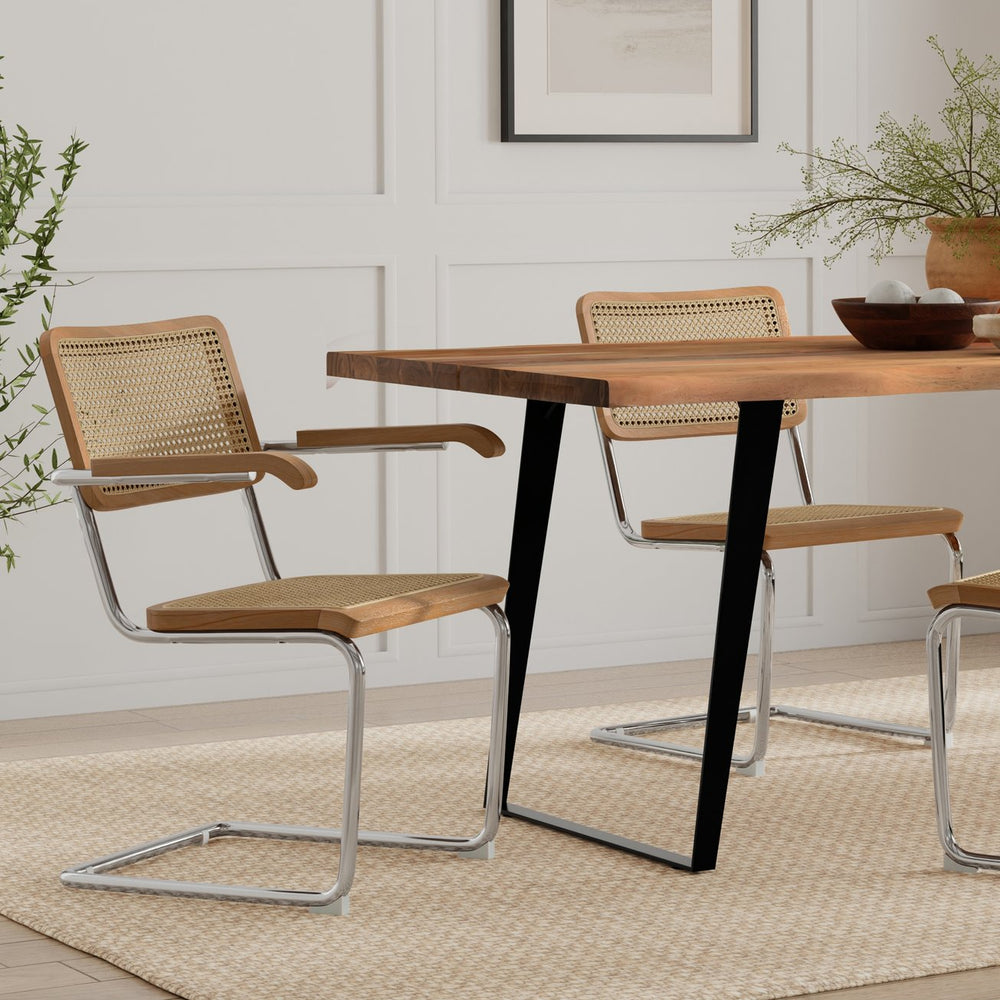 English Elm Madalyn Dining Armchair Set Of 2 - Modern-Classic Design With Rattan And Chrome, Perfect For Any Space B136P266913