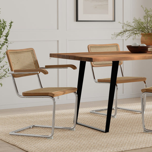 English Elm Madalyn Dining Armchair Set Of 2 - Modern-Classic Design With Rattan And Chrome, Perfect For Any Space B136P266913