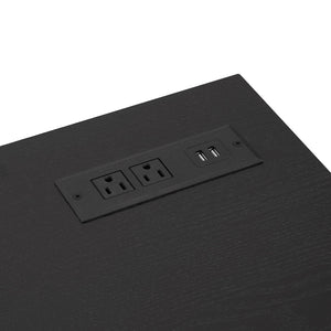 English Elm TV 58" Electric Fireplace TV Stand with LED 3D Flames, USB Charging, Ample Storage & Cable Management Black W1758P210371