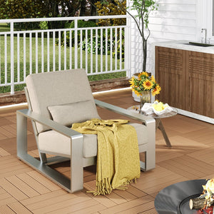 English Elm Christopher Knight Home® - La Plata Lounge Chair - Elegant Silver Aluminum Frame With Beige Olefin Cushion For Indoor & Outdoor N775P211257S