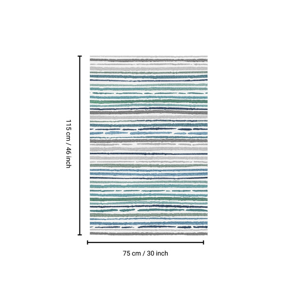 English Elm SPHINX Beige+Blue 30"x46" Washable Indoor Outdoor Accent Rug – Non-Slip, Durable, Kid & Pet Friendly B186P261380