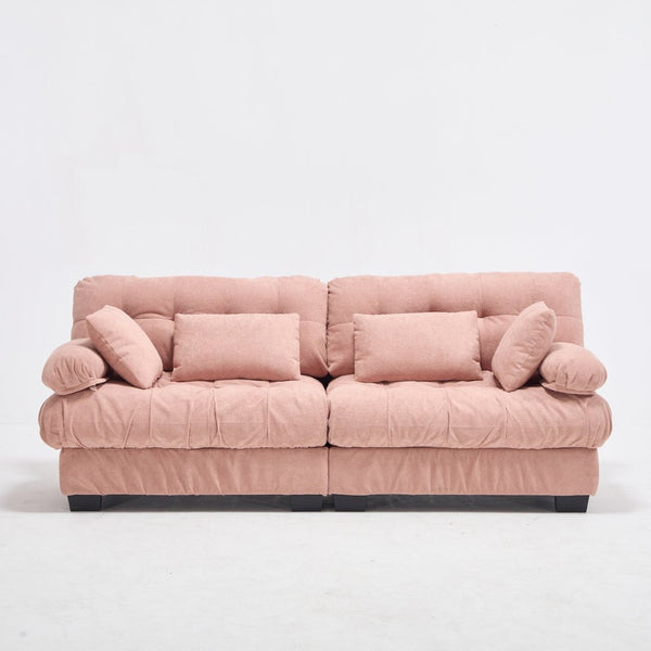 English Elm Cloud Modular Sectional Sofa Deep Seat Flannelette Upholstered Living Room Couch Pink W2120S00020