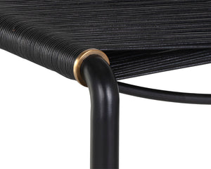 Sunpan Riz Stool - Intricate Design with Gold Accents, Perfect for Living Room or Bedroom Spaces Black Leather