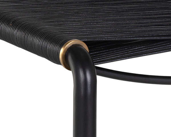 Sunpan Riz Stool - Intricate Design with Gold Accents, Perfect for Living Room or Bedroom Spaces Black Leather