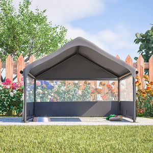 English Elm Extra Extra Large Outdoor Dog House Tent with Canopy, 3-Sided Mesh Ventilation, Steel Frame, Oxford Fabric Shelter Stakes Included W1422P362931