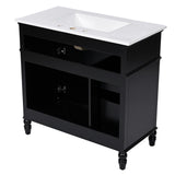 English Elm 36" Bathroom Vanity With Sink, Black Bathroom Cabinet With Drawers, Solid Frame and Mdf Board, One Package