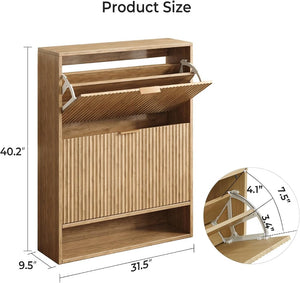 English Elm Modern Slim Entryway Shoe Cabinet with Adjustable Shelves Conceals Clutter Beautifully W1321P385429