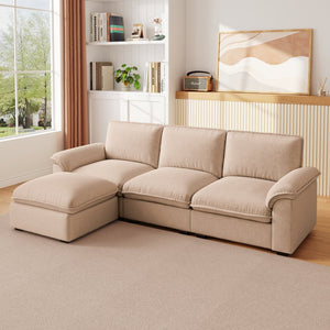 English Elm Cloud Sectional Sofa with Movable Chaise Soft Chenille Upholstery for Modern Living Rooms Coffee W1359S00064
