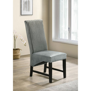 English Elm Dempsey Corduroy and Velvet Upholstered Dining Chairs with Tall Back Set of 2 Grey B062P440300