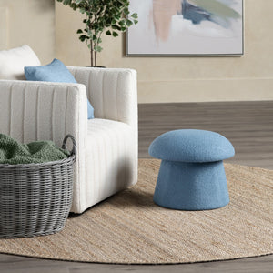 Crestview Collection Modern Mushroom-inspired Ottoman With Hidden Storage - Stylish Spice Yellow Accent For Any Room Blue Solid Wood Evfzr3908indg