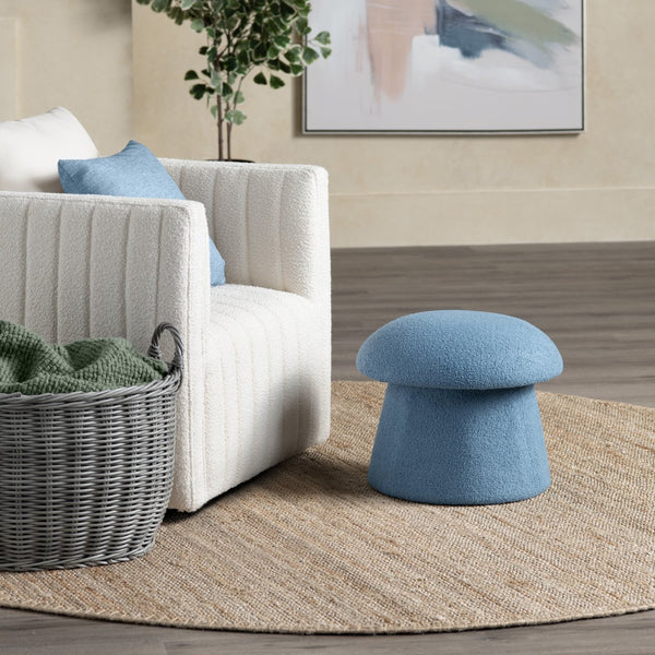 Crestview Collection Modern Mushroom-inspired Ottoman With Hidden Storage - Stylish Spice Yellow Accent For Any Room Blue Solid Wood Evfzr3908indg