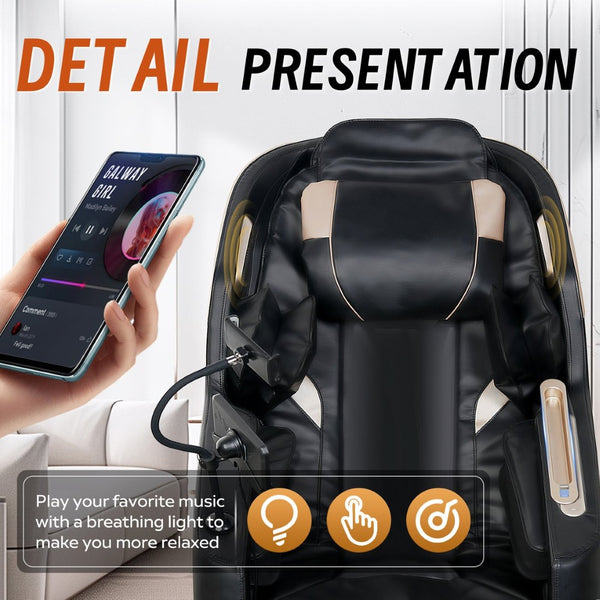 English Elm Massage Chair Zero Gravity Recliner with Air Pressure Bluetooth Speakers Lumbar Heat W1875P448336