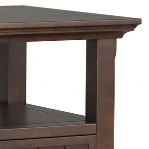 English Elm Acadian Handcrafted Solid Wood End Table In Rich Brunette Brown With Drawer & Open Shelf Storage B136P203471