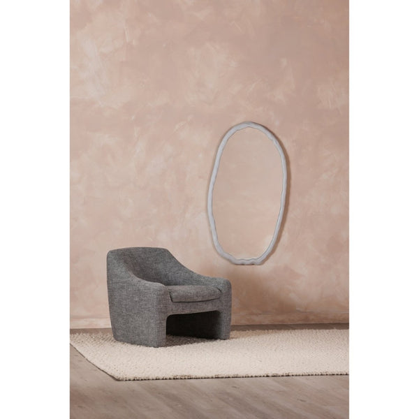 English Elm Foundry Oval Wall Mirror White Aluminum Wood Grain Texture 50 Inch Entryway Accent B2769P498407