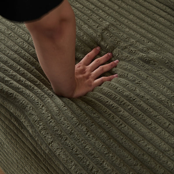 English Elm Single Sofa Corduroy Ottoman with High-Resilience Foam Comfort, Compact Modular Design for Small Spaces Green W848P309951