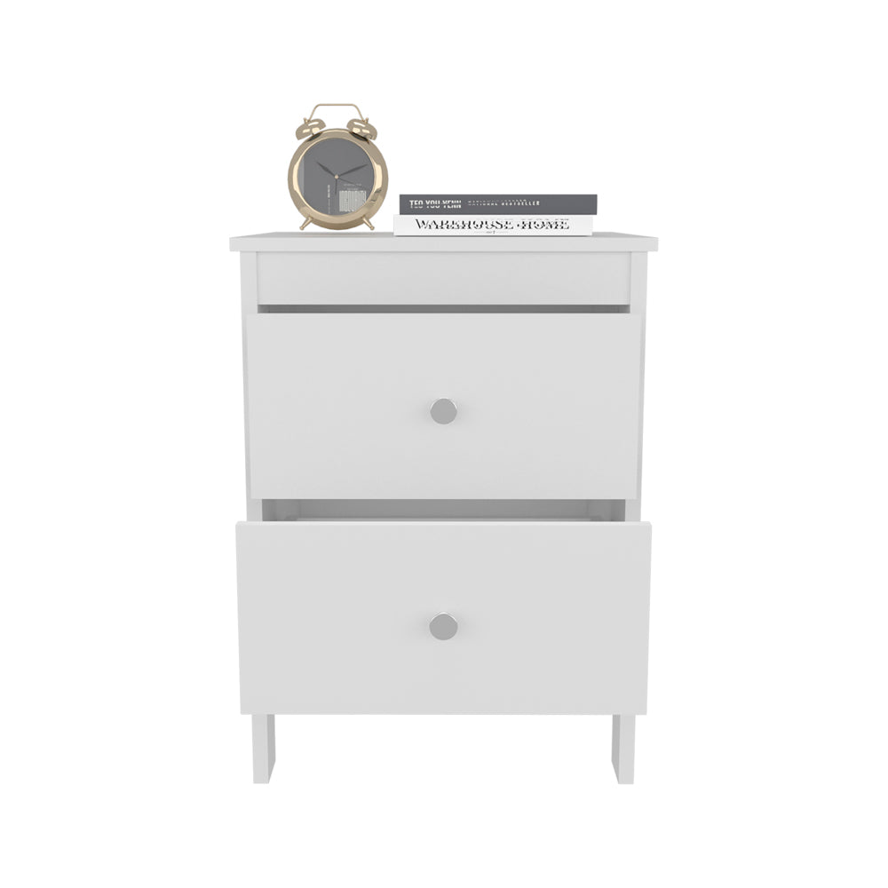 English Elm Schaefferstown Nightstand White – Engineered Wood Two-Drawer Nightstand for Small Spaces, Durable Scratch-Resistant Finish B092P315567