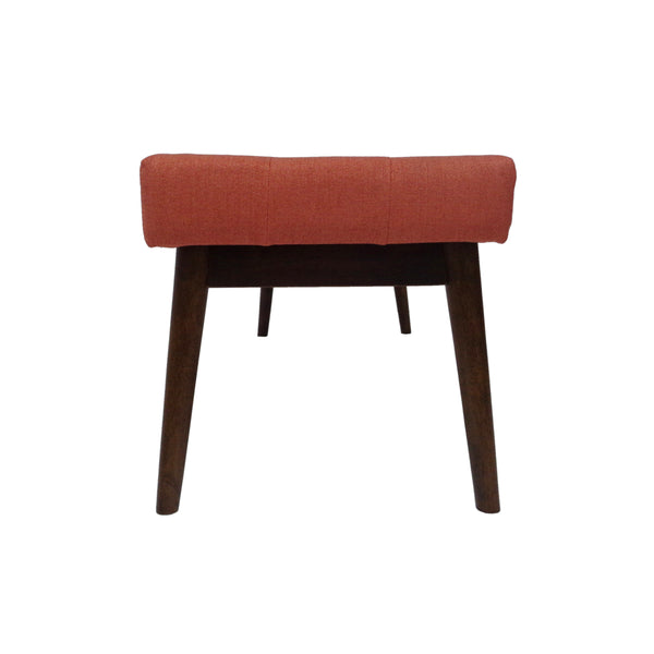 English Elm Christopher Knight Home® - Mid-Century Upholstered Storage Bench with Button-Tufted Top, Walnut Legs, Handcrafted Accent Seat Coral 61147.00CRL